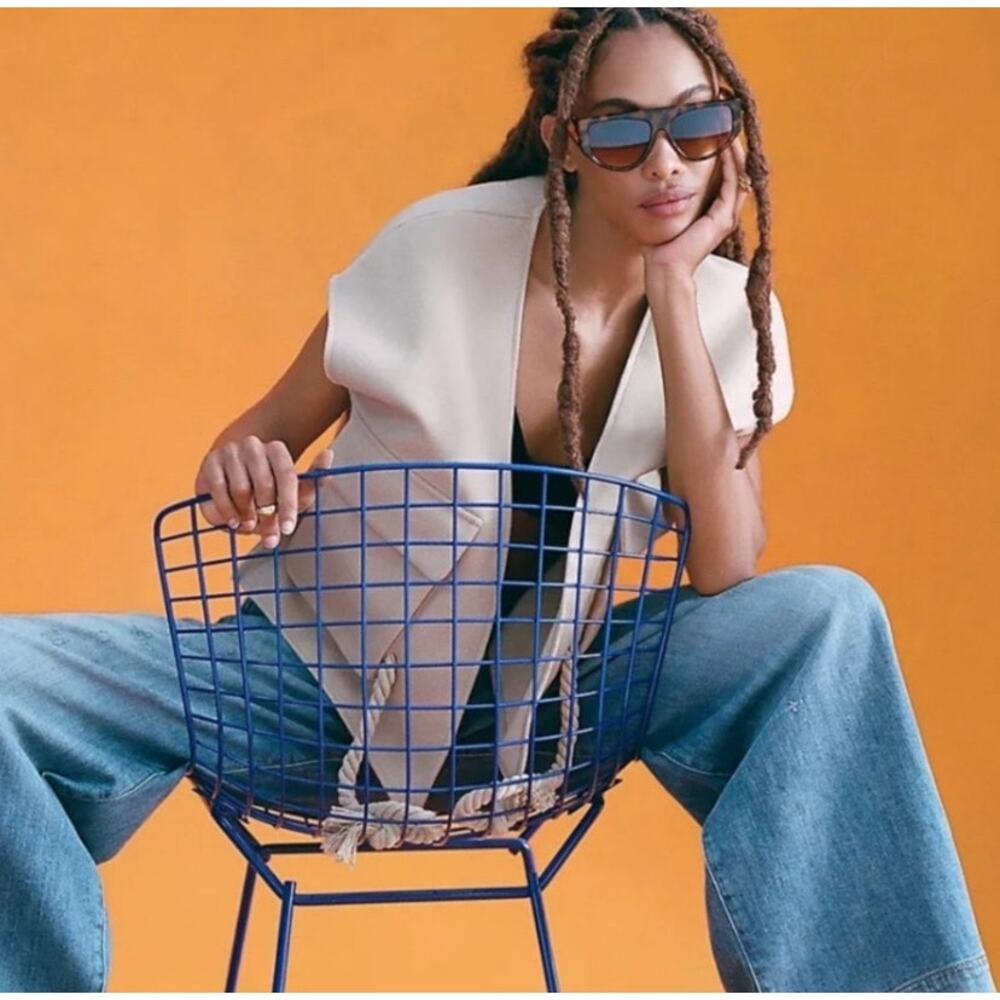 Maeve Anthropologie Cropped Sweater Vest Rope Tie Camel Tan Beige One Size